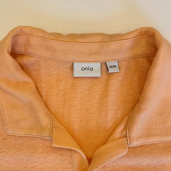 Onia Shawn Linen Polo Mens Medium Orange Short Sleeve - Picture 3 of 9
